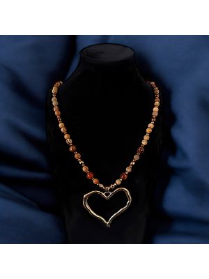 MY HEART- Collana con diaspro, ematite e occhio di tigre, chiusura acciaio, fatta a mano.