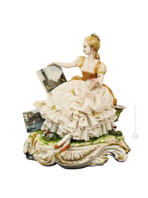 PITTURA ALL' APERTO Statuetta statua statuina porcellana Capodimonte fatto a mano made in Italy
