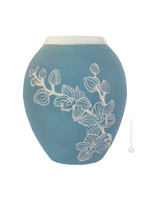 VASO ORCHIDEE Vaso in ceramica piemontese fatto e decorato a mano autentico Made in Italy