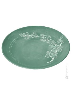 ORCHIDEA centrotavola piatto ceramica artistica piemontese fatta e decorata a mano autentica Made in Italy 