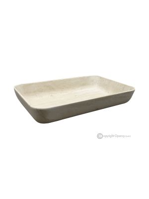 CENTROTAVOLA in moka crema pietra naturale beige autentica ed elegante, realizzato a mano.