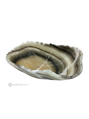 CENTROTAVOLA in onice zebra, pietra naturale autentica, decorazione di lusso realizzata a mano.