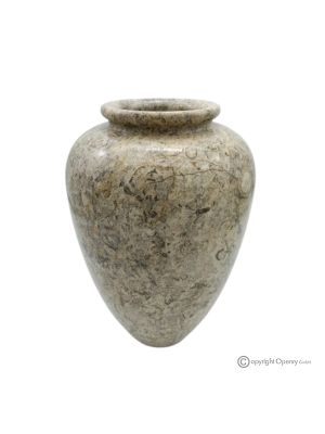 VASO bombato in marmo pietra fossile, autentico e realizzato a mano, design esclusivo.