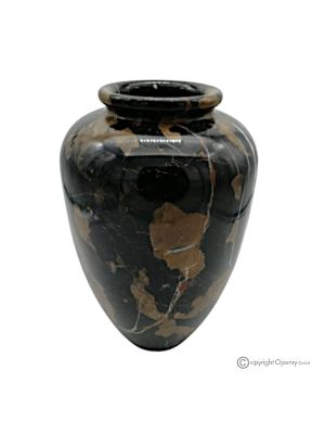 VASO bombato in marmo nero Michelangelo, pietra naturale, fatto a mano, design elegante.