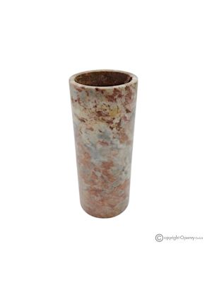 VASO cilindrico in marmo rosso Prezioso, pietra naturale, fatto a mano, design raffinato.