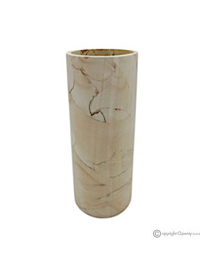 VASO cilindrico in marmo Teak, pietra naturale autentica, realizzato a mano, design elegante.