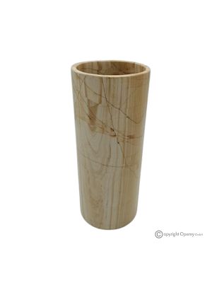 VASO cilindrico in marmo Teak, pietra naturale, realizzato artigianalmente, design elegante.