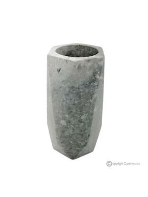 VASO per fiori in marmo gris, pietra naturale, lavorato artigianalmente, design a diamante.