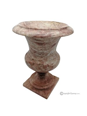 VASO mediceo in marmo rosa, pietra naturale, realizzato artigianalmente, design elegante.
