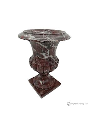 VASO mediceo in marmo rosso Levanto, pietra genuina, fatto a mano, design elegante e classico.