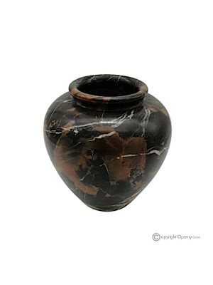 VASO sferico per fiori in marmo nero Michelangelo, pietra naturale di qualità, fatto a mano.