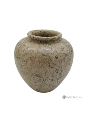 VASO sferico per fiori in marmo, pietra fossile naturale di qualità, fatto a mano, design classico.