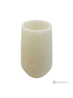 VASO per fiori in marmo onice bianco, pietra naturale di qualità, design elegante, fatto a mano.