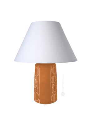 GEOMETRICO Lampada da tavolo abat-jour ceramica artistica piemontese fatto e decorato a mano autentico Made in Italy