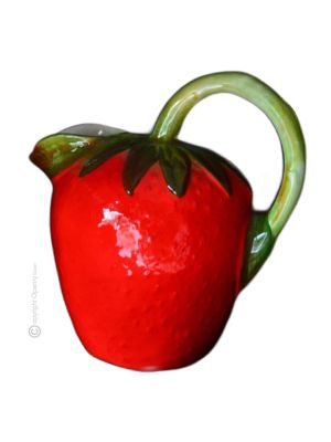 BROCCA FRAGOLA Caraffa brocca decantatore creazioni originali in ceramica artistica Made Italy