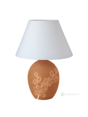 ORCHIDEA Lampada da tavolo abat-jour ceramica artistica piemontese fatto e decorato a mano autentico Made in Italy 