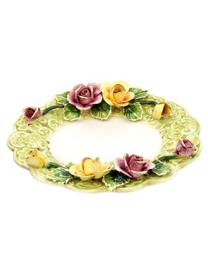 CENTROTAVOLA PIATTO Ceramica Vassoio Creazioni Stile Barocco Oro 24k Made in Italy