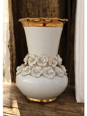VASO Ceramica artistica stile Barocco dettaglio oro 24k Made in Italy
