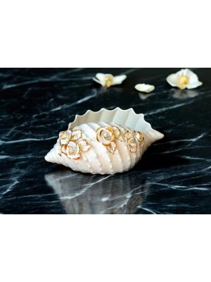 CONCHIGLIA Decorazione da tavolo centrotavola ceramica artistica stile Barocco dettaglio oro 24k Made in Italy