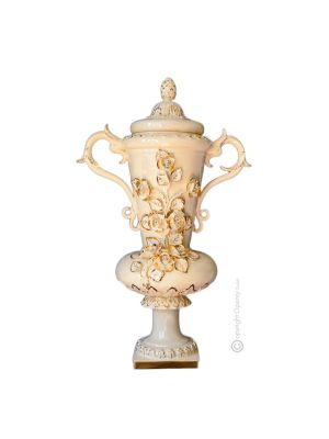 VASO Ceramica artistica stile Barocco dettaglio oro 24k Made in Italy