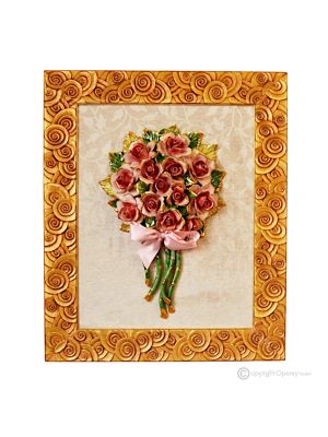 QUADRO decorativo ceramica artistica stile Barocco dettaglio oro 24k Made in Italy
