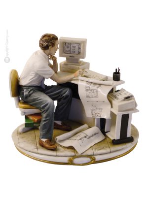 GEOMETRA Statuetta statuina figura porcellana Capodimonte fatto a mano Made in Italy