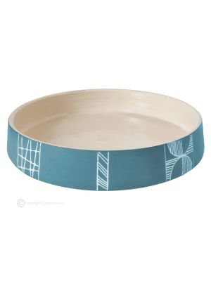 VASSOIO centrotavola ceramica artistica piemontese fatta e decorata a mano autentica Made in Italy 