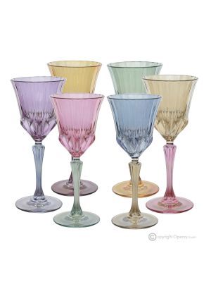 ADA Set 6 bicchieri acqua calici stelo dipinti a mano autentici in vetro di qualità superiore.