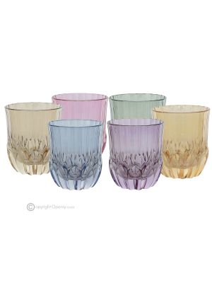ADA Set 6 bicchieri acqua dipinti a mano autentici moderni in vetro di qualità superiore.