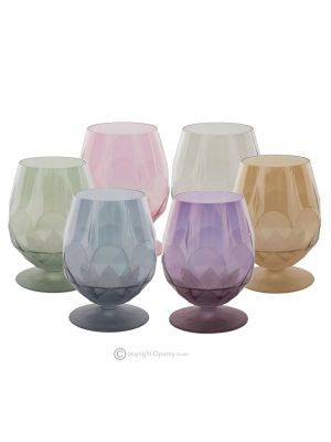 ALKIMIA Set 6 bicchieri calici whisky dipinti a mano autentici in vetro di qualità superiore.