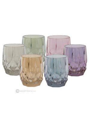 ALKIMIA Set 6 bicchieri acqua dipinti a mano autentici in vetro di qualità superiore design moderno.