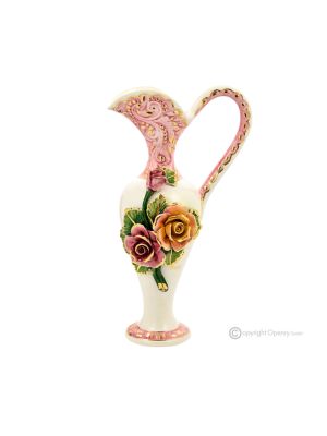 VASO ANFORA ROSE Vaso Ceramica Creazioni Artistiche Stile Barocco Oro 24k Made in Italy