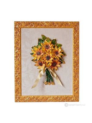 QUADRO decorativo ceramica artistica stile Barocco dettaglio oro 24k Made in Italy