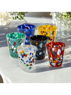 Set 6 bicchierini per liquore in vetro soffiato con murrine fatti a Murano Venezia