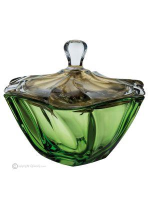 CADORO Ciotola con coperchio, centrotavola moderno vetro di qualità superiore dipinto a mano.