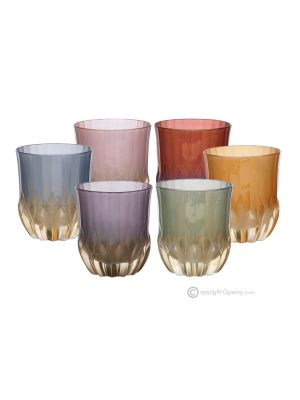 CALLE Set 6 bicchieri acqua dipinti a mano autentici moderni in vetro di qualità superiore.