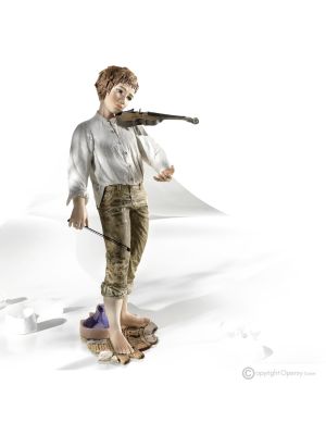 CANTO DI FEDE - Porcellana Capodimonte, musicista con violino opera artigianale.