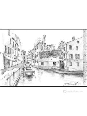 COLLE DELL'ANGELO CANNAREGIO - VENEZIA Disegno con matita su cartoncino moderno Made in Italy 