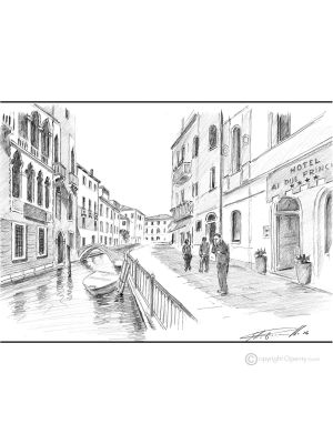 COLLE DELL'ANGELO CANNAREGIO - VENEZIA Disegno con matita su cartoncino moderno Made in Italy 