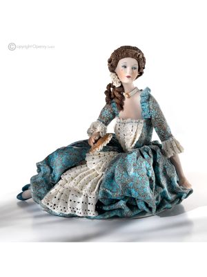 DAMA - Signora romantica statuetta porcellana Capodimonte, lavorazione artigianale italiana.