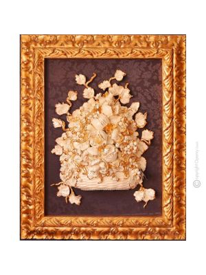 QUADRO decorativo ceramica artistica stile Barocco dettaglio oro 24k Made in Italy