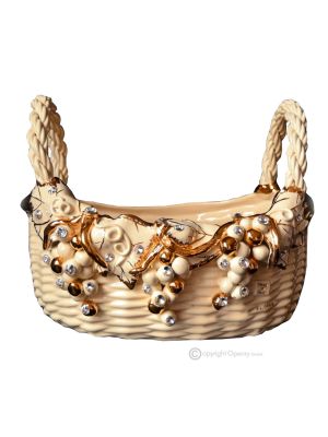 CESTO Decorazione da tavolo centrotavola ceramica artistica ceramica artistica stile Barocco colore oro 24k cristalli swarovski