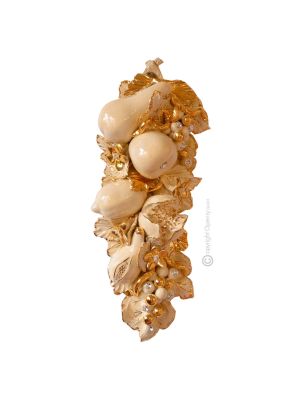 QUADRO Decorazione da appendere ceramica artistica stile Barocco colore oro 24k cristalli swarovski