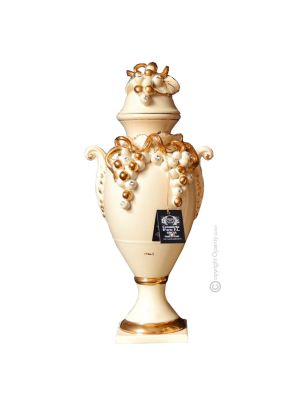 PIACEVOLE VASO Ceramica artistica stile Barocco dettaglio oro 24k Made in Italy
