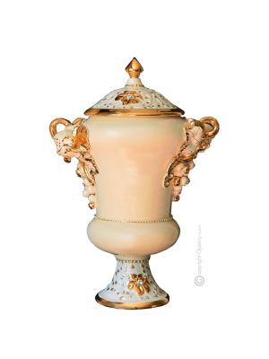 ELEGANTE VASO Ceramica artistica stile Barocco dettaglio oro 24k Made in Italy