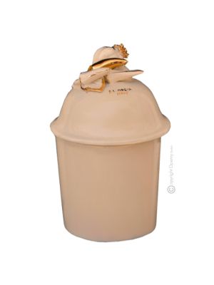 BARATTOLO CON COPERCHIO Decorazione da tavolo centrotavola ceramica artistica stile Barocco colore oro 24k