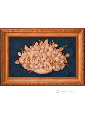 QUADRO decorativo ceramica artistica stile Barocco dettaglio oro 24k Made in Italy