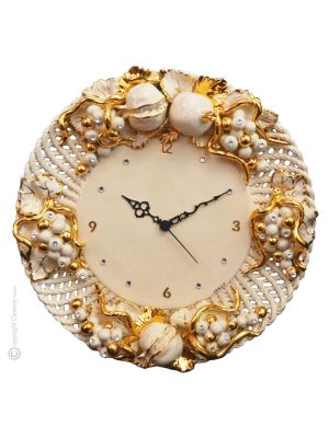 OROLOGIO Orologio da Paretein ceramica artistica in stile Barocco fatto e dipinto a mano autentico Made in Italy