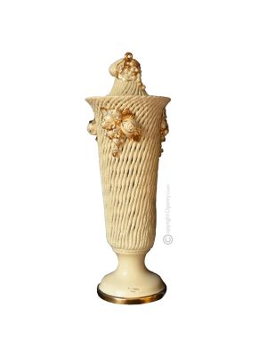 LAMPADA da tavolo abat-jour ceramica artistica stile Barocco dettaglio oro 24k cristalli swarovski