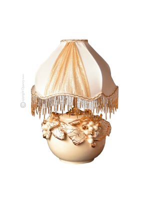 LAMPADA da tavolo abat-jour ceramica artistica stile Barocco dettaglio oro 24k cristalli swarovski